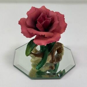 Reflections in Bloom Porcelain Rose Figurine on Mirrored Base 1999 Cosmos‎